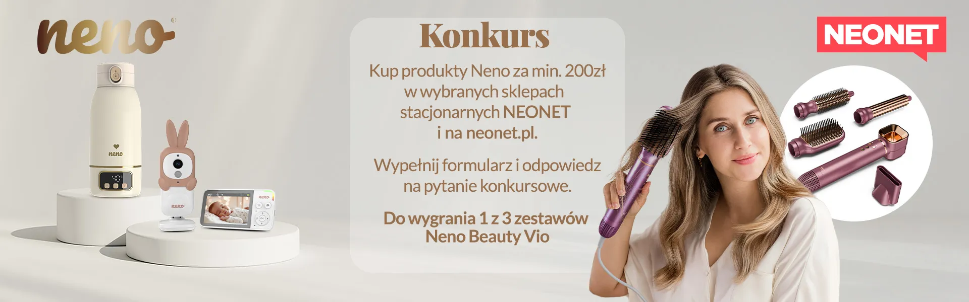 kobieta kręcąc wałosy neno Vio i w tle Neno Nevio i Neno Savia